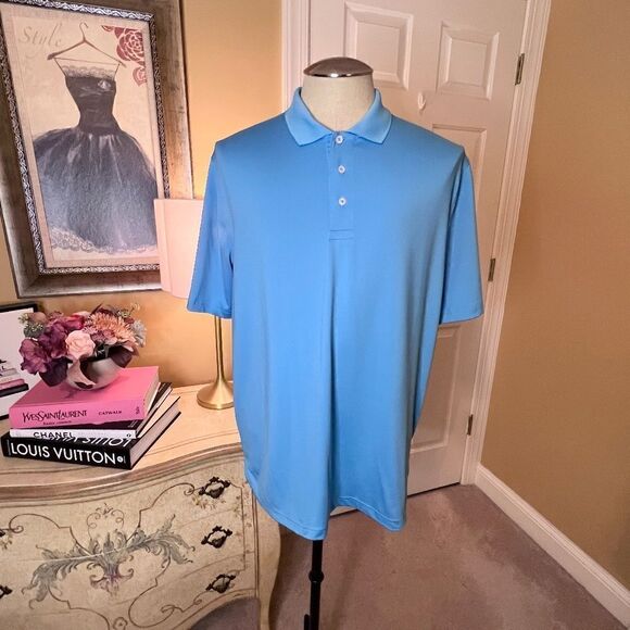NWOT Men's Brooks Brothers Performance Knit Turquoise Polo Golf Shirt Size LARGE - Picture 1 of 3